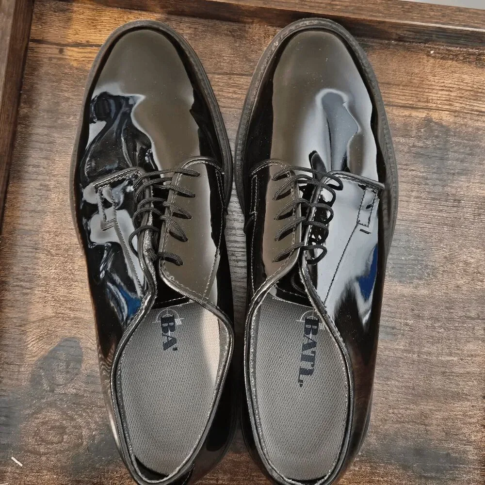 Bates High Gloss Duty Oxford Dress Shoes Vibram Sole Men’s Black Size 11